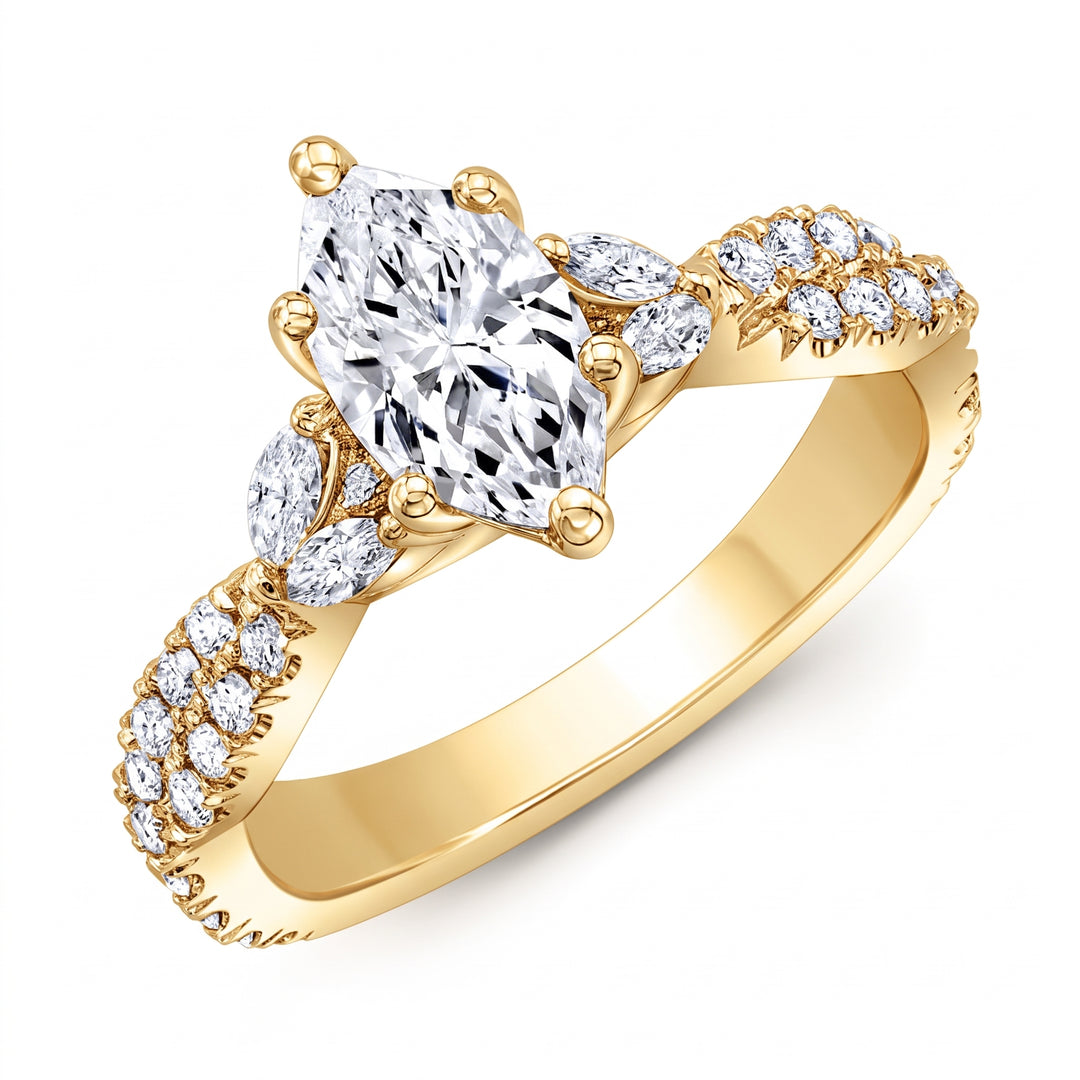 2.50 Ctw Floral Marquise Engagement Ring H Color VS1 Clarity GIA Certified