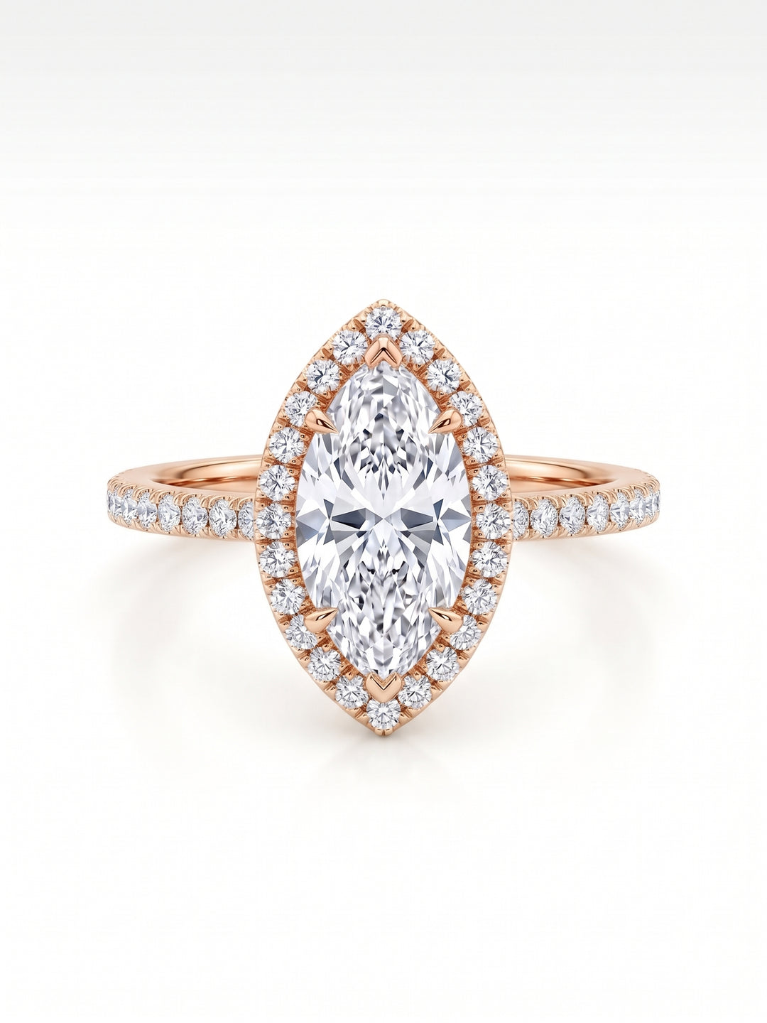 3.10 Ct. Halo Marquise Cut Diamond Ring Set H Color VS1 GIA Certified