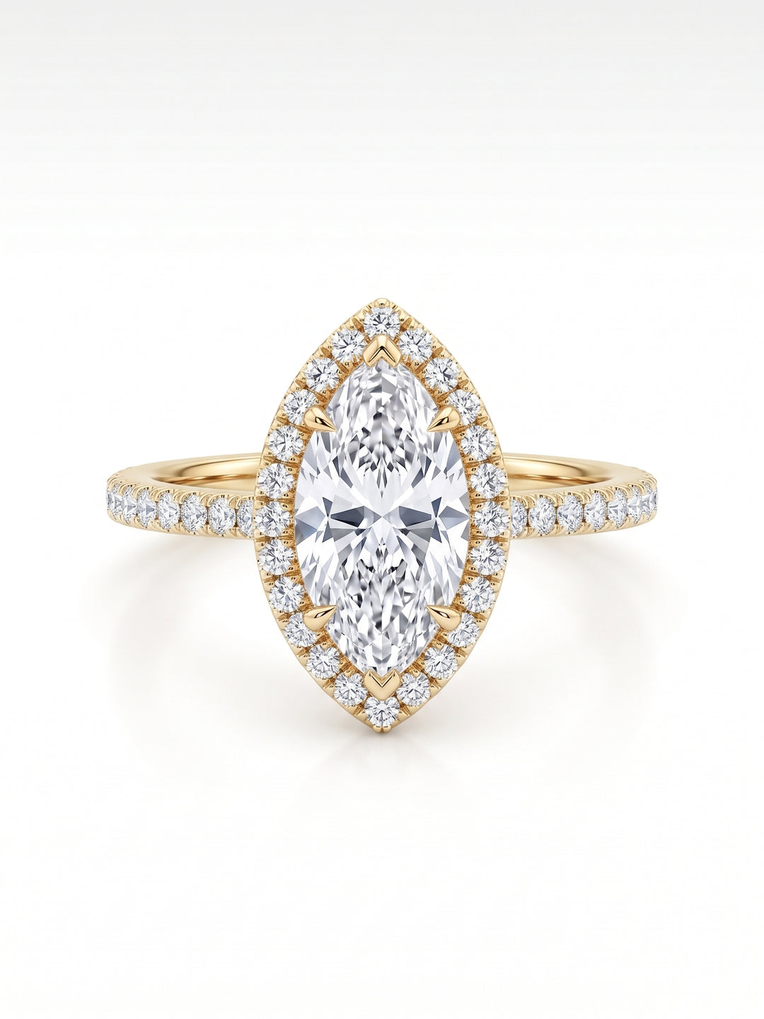 3.10 Ct. Halo Marquise Cut Diamond Ring Set H Color VS1 GIA Certified