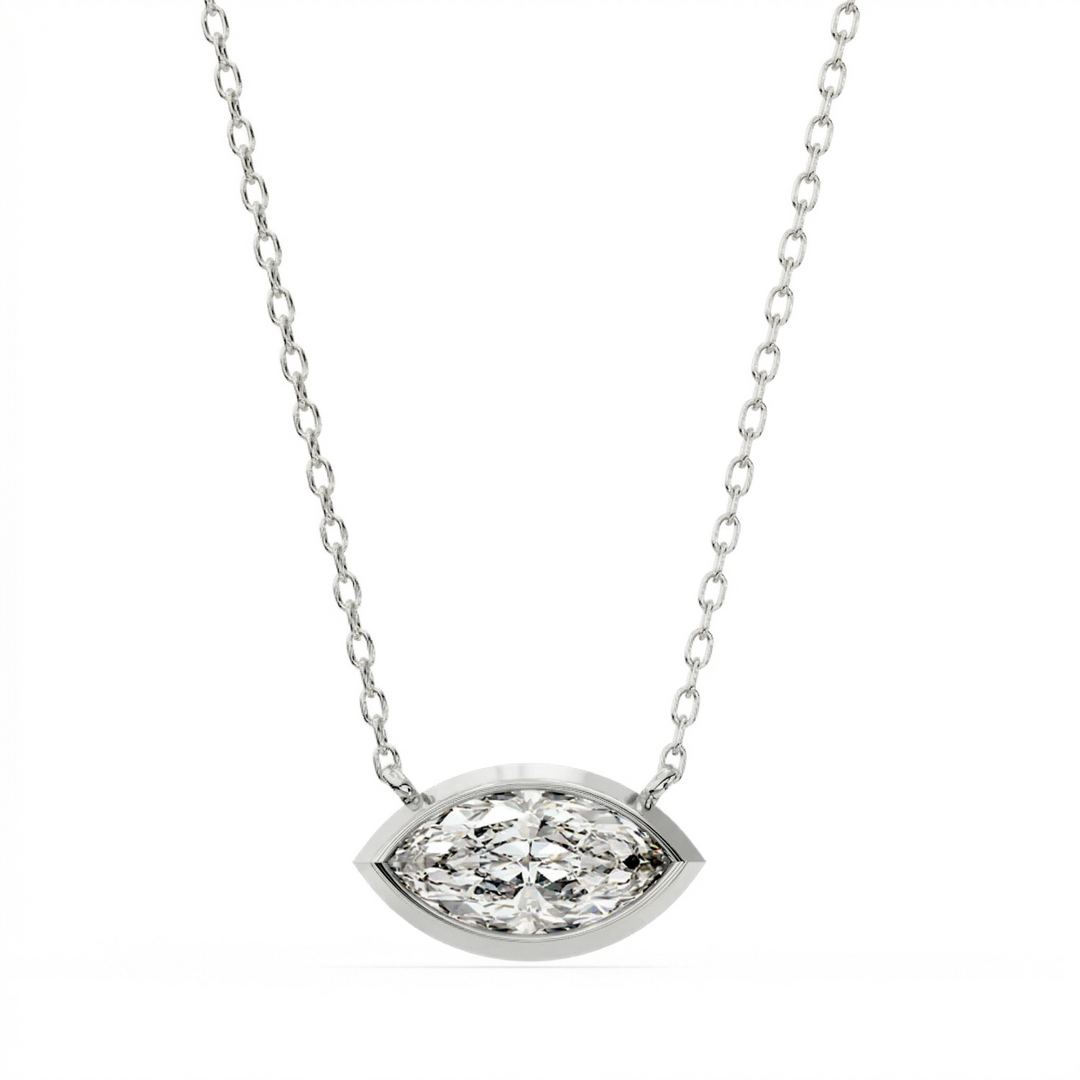 Lab Grown Diamond Marquise East-West Bezel Necklace D/VVS1 IGI Certified