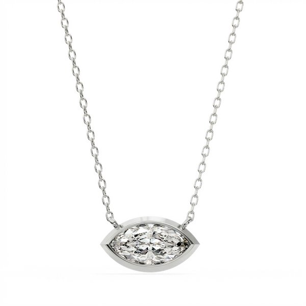 Lab Grown Diamond Marquise East-West Bezel Necklace D/VVS1 IGI Certified