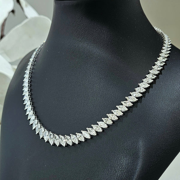 marquise graduated tennis necklace white gold angled live shot