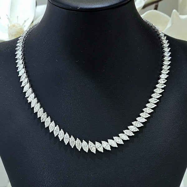 marquise graduated tennis necklace white gold front live shot