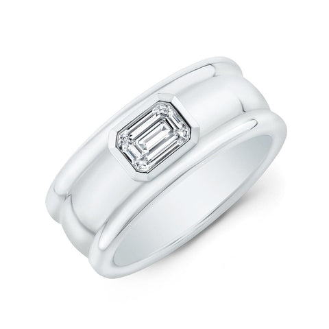 1.00 Ct. Emerald Cut Diamond Bezel Set Men's Ring H Color VS1 GIA Certified