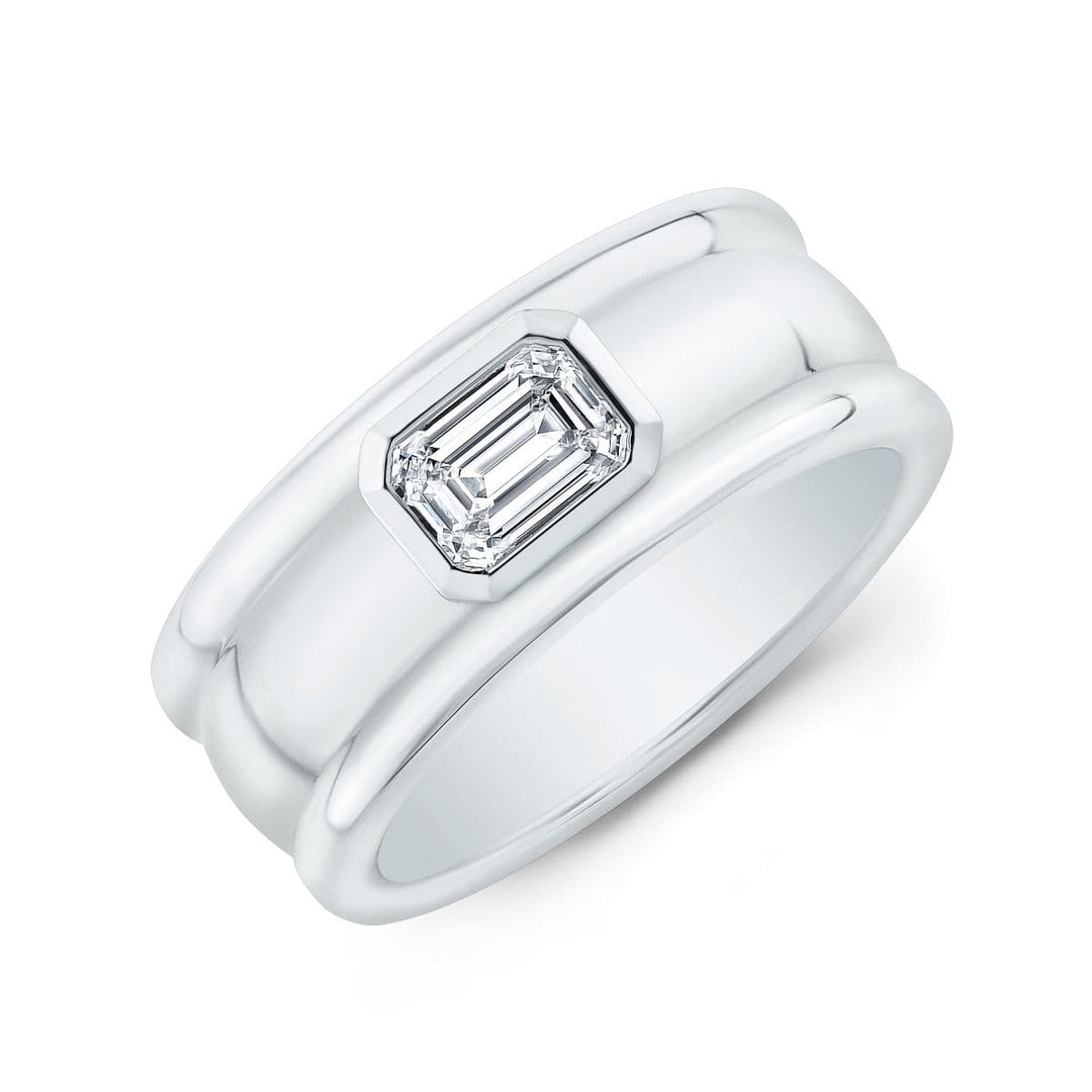 2.00 Ct. Emerald Cut Diamond Bezel Set Men's Ring J Color VVS2 GIA Certified