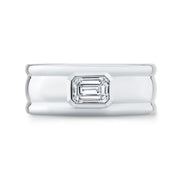 1.00 Ct. Emerald Cut Diamond Bezel Set Men's Ring H Color VS1 GIA Certified