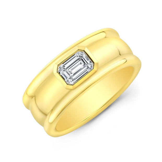 1.50 Ct. Emerald Cut Diamond Bezel Set Men's Ring G Color VS1 GIA Certified