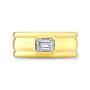 1.00 Ct. Emerald Cut Diamond Bezel Set Men's Ring H Color VS1 GIA Certified