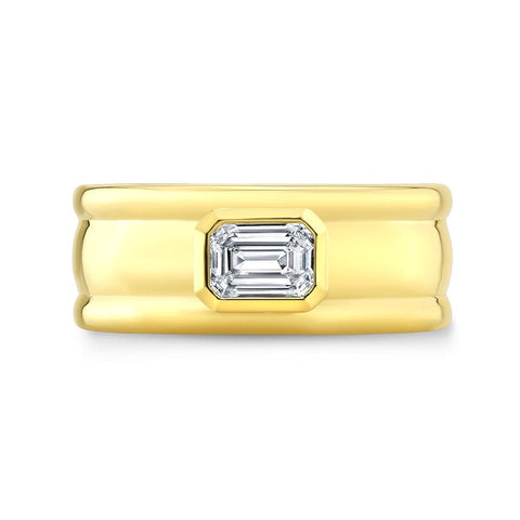 1.00 Ct. Emerald Cut Diamond Bezel Set Men's Ring H Color VS1 GIA Certified