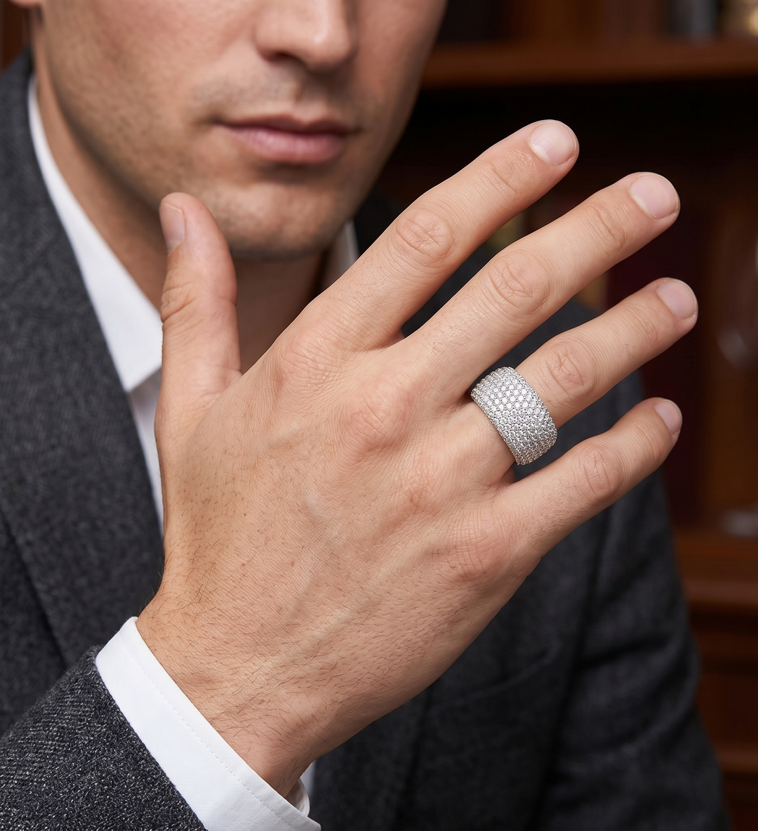 6 Carats Men's Eternity Ring 10mm Width