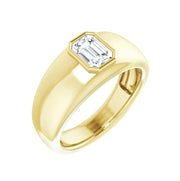 Lab Grown Men's Emerald Cut Diamond Ring Bezel Set IGI Certified