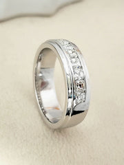 Lab Grown Asscher Cut Diamond 8-Stone Channel Men's Ring 8mm (1.50 Ctw)