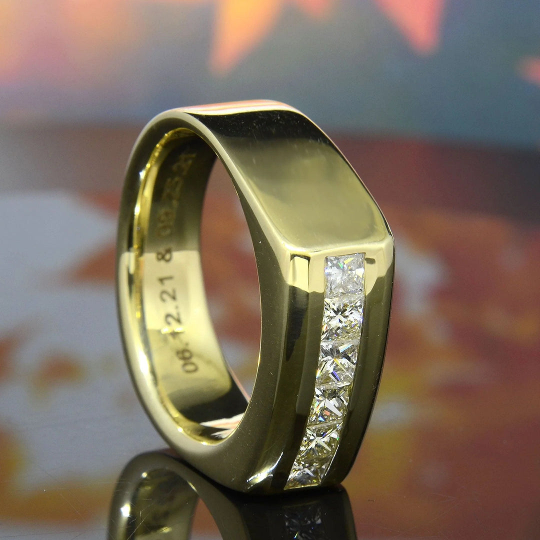 Lab Grown Princess Cut 6-Stone Channel Men's Ring 8mm