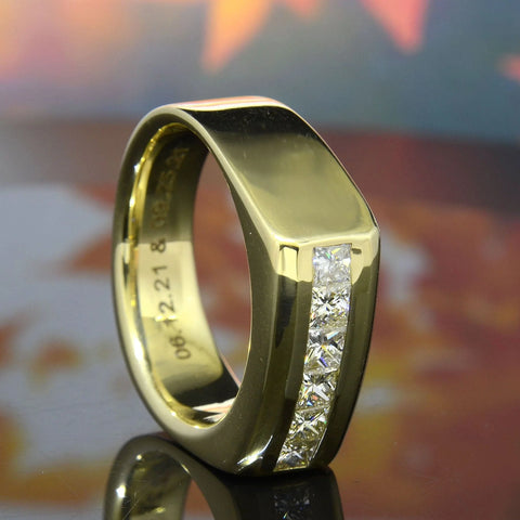Lab Grown Princess Cut 6-Stone Channel Men's Ring 8mm
