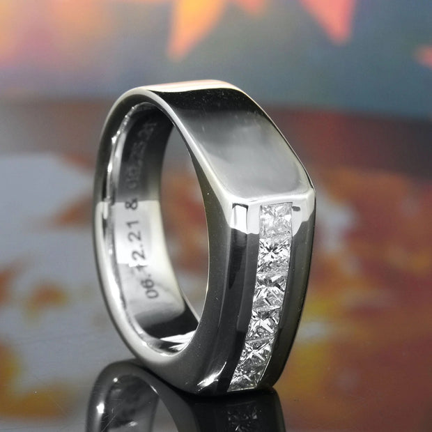 Lab Grown Princess Cut 6-Stone Channel Men's Ring 8mm