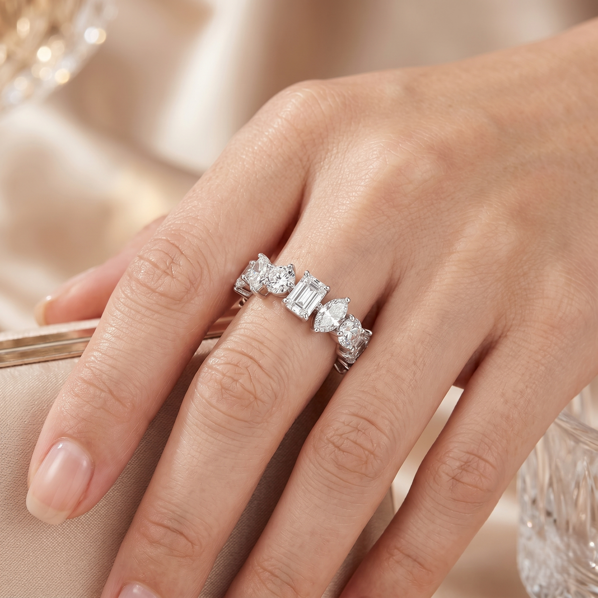 Mix shaped eternity on hand