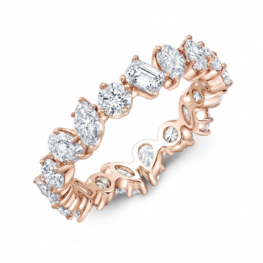 mixed shape eternity rose gold