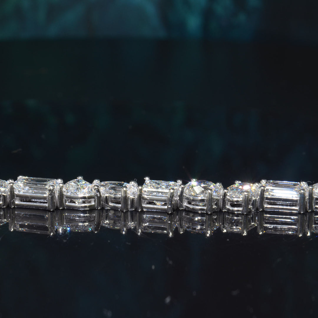 Mix Shape Diamonds Tennis Necklace - Lab Grown Diamonds (37.00 Ctw)