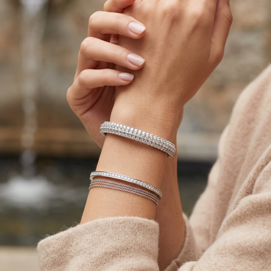 Lab Grown Three-Row Tennis Bracelet (14 Ctw.)