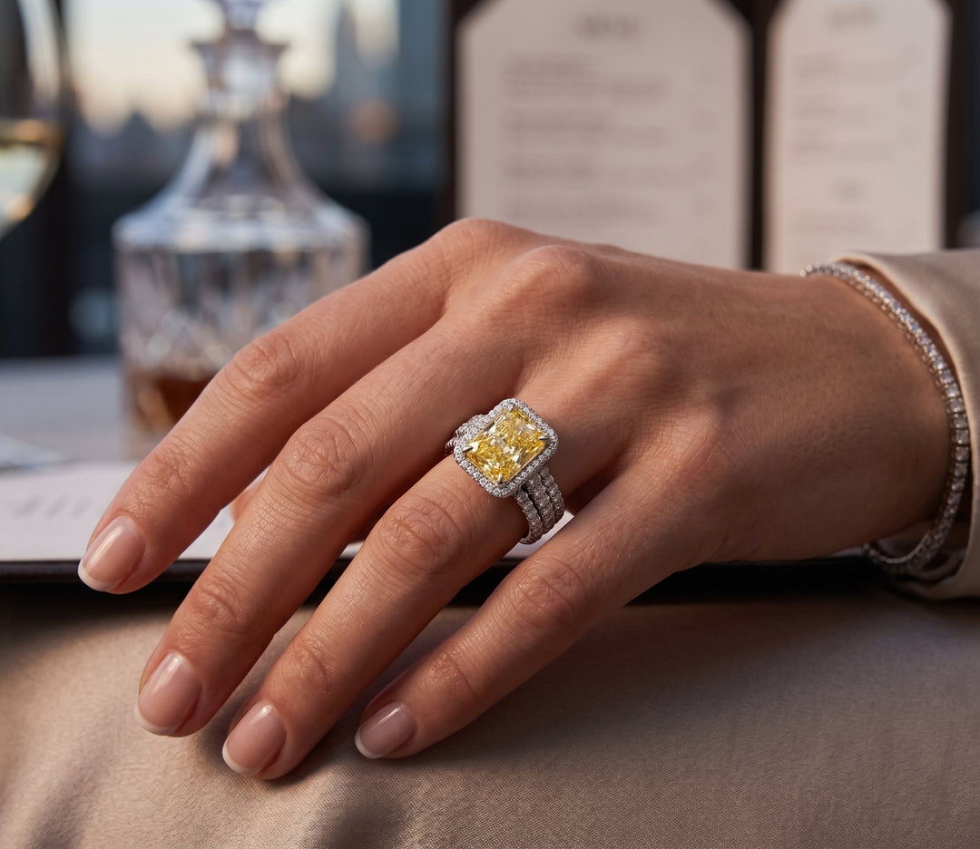 3.35 Ctw Canary Fancy Light Yellow Radiant Cut Engagement Ring VS2 GIA