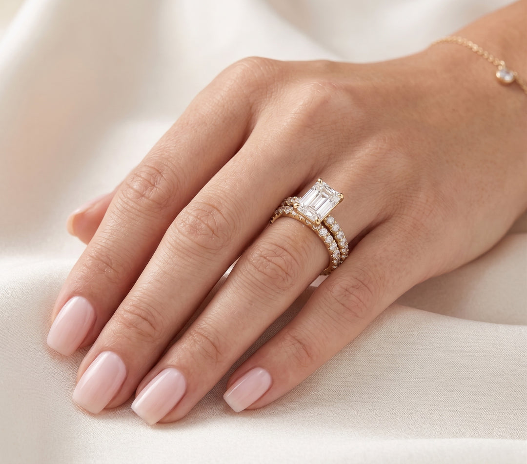 1.70 Ct. Emerald Cut Engagement Ring Set H Color VS1 GIA Certified