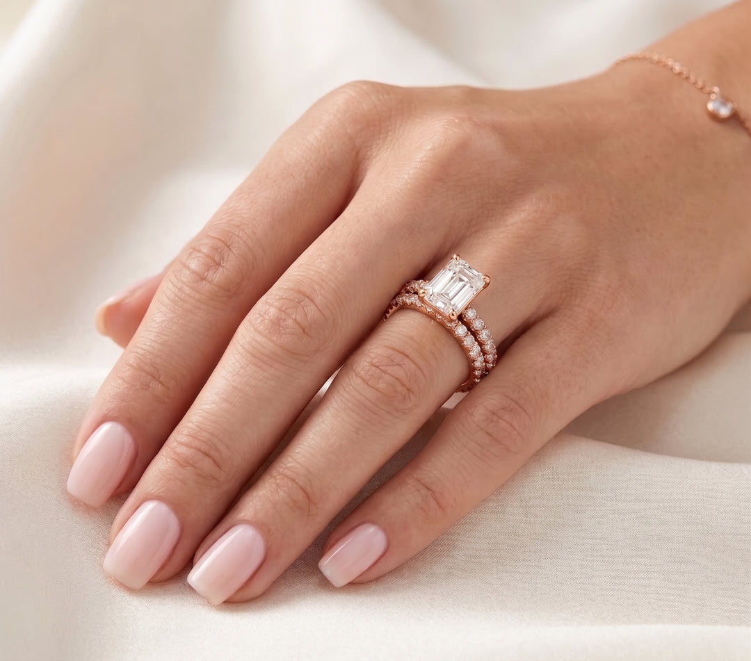 1.70 Ct. Emerald Cut Engagement Ring Set H Color VS1 GIA Certified