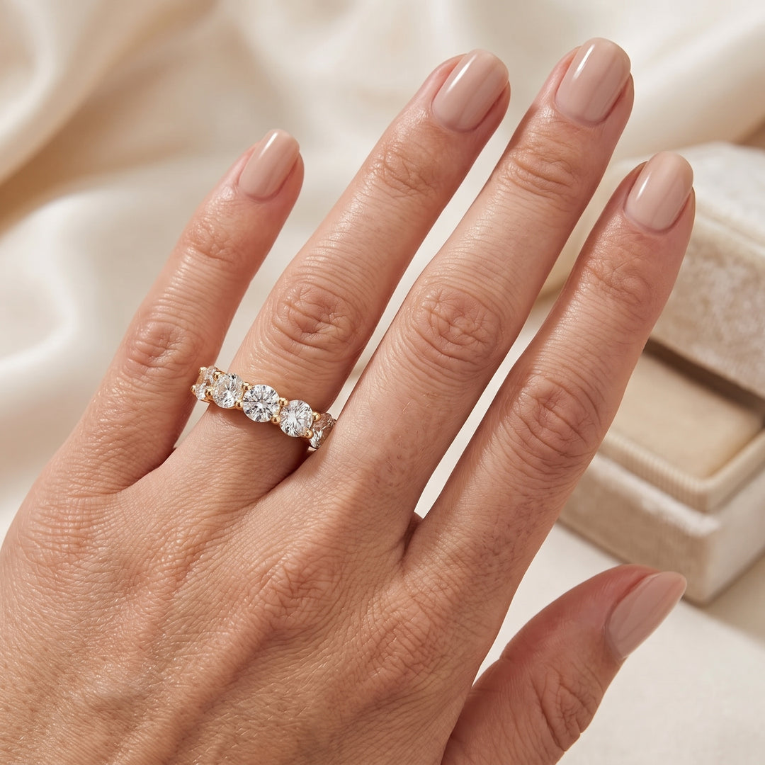 5 Stone Diamond Ring Round F Color VS1 GIA Certified (2Ctw.)