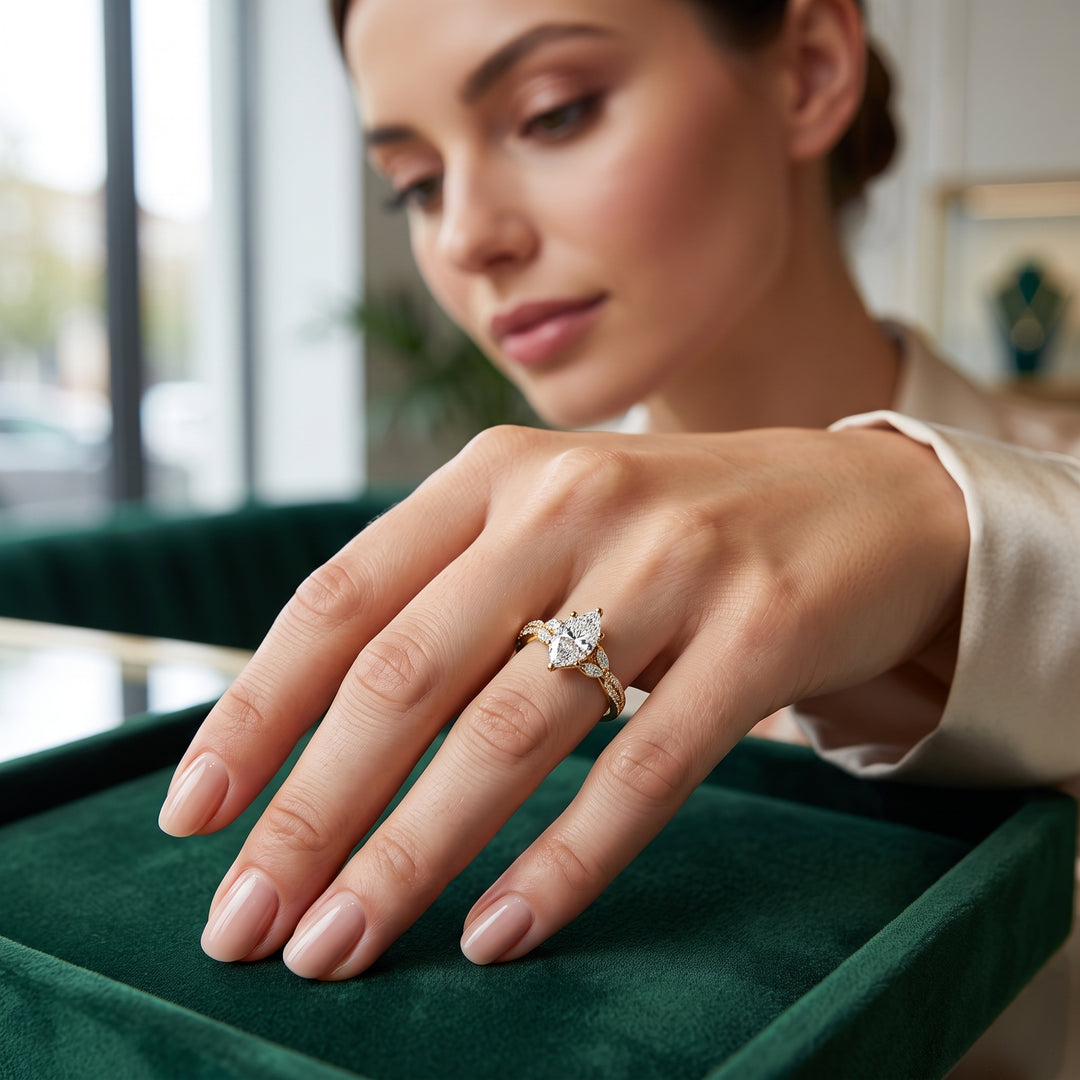 2.50 Ctw Floral Marquise Engagement Ring H Color VS1 Clarity GIA Certified