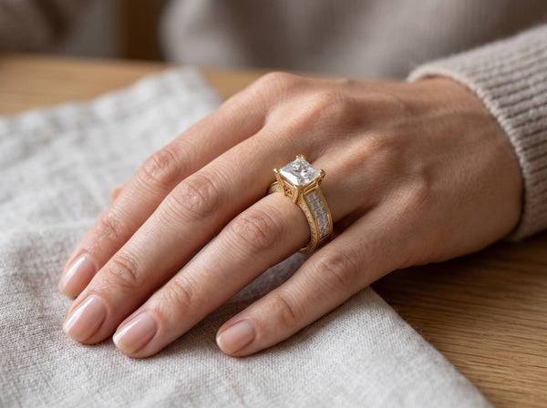Invisible Set Princess Cut with Side Pave' Art-Deco