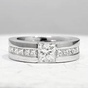 Lab Grown Men's Princess Cut Tension and Channel Set Ring IGI Certified