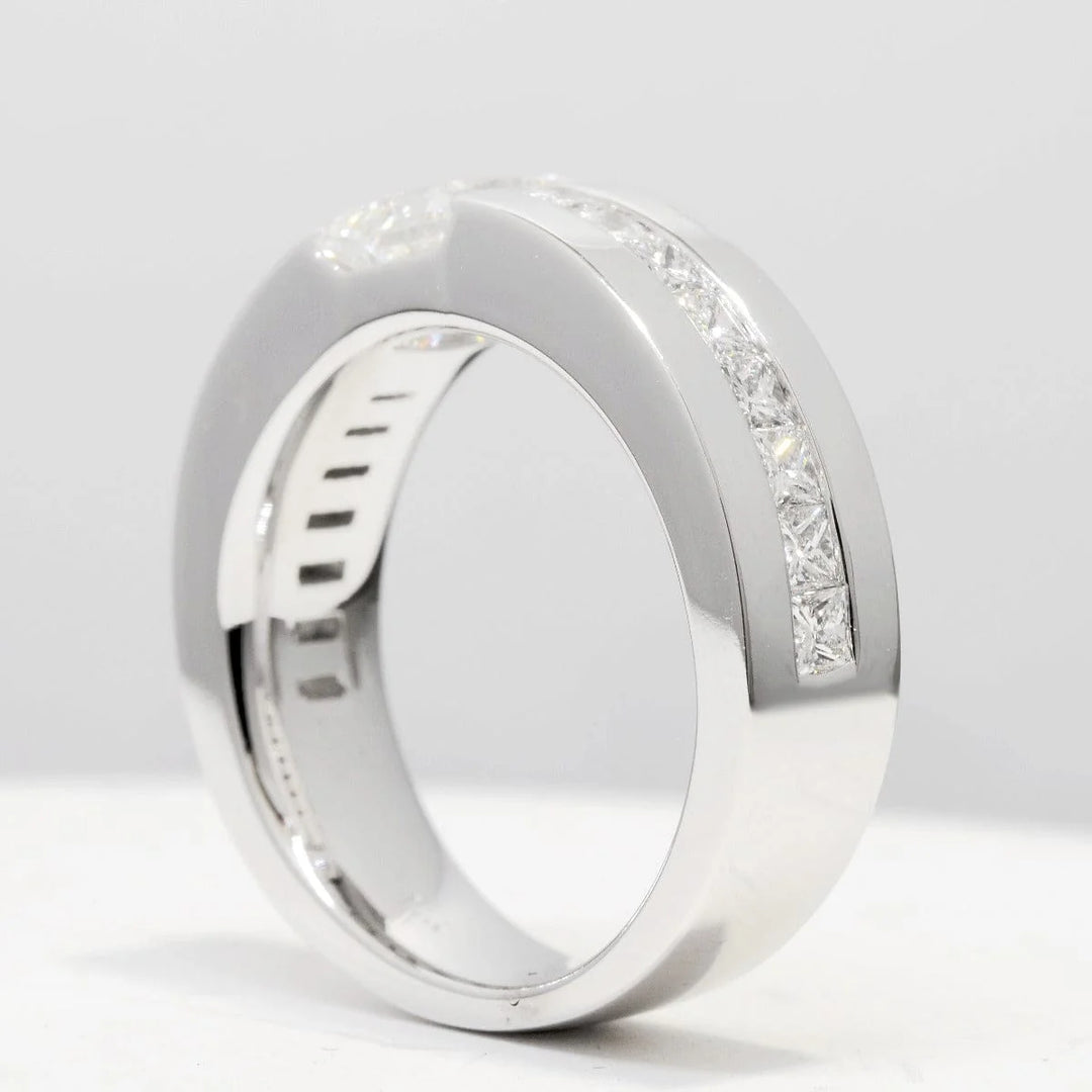 Lab Grown Men's Princess Cut Tension and Channel Set Ring IGI Certified