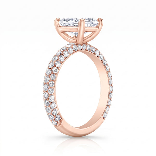Classic 3 Row Pave Engagement Ring
