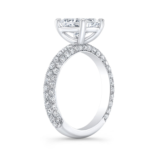 Classic 3 Row Pave Engagement Ring