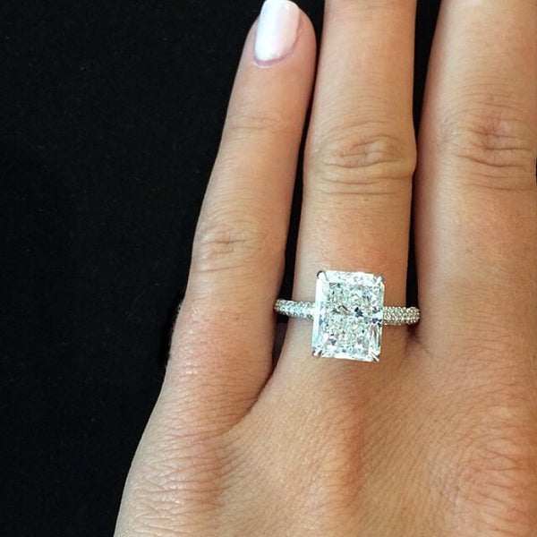 Classic 3 Row Pave Engagement Ring