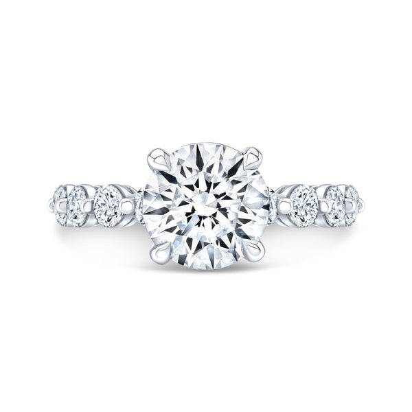 Cathedral Ring with Single-Prong Accent Diamonds