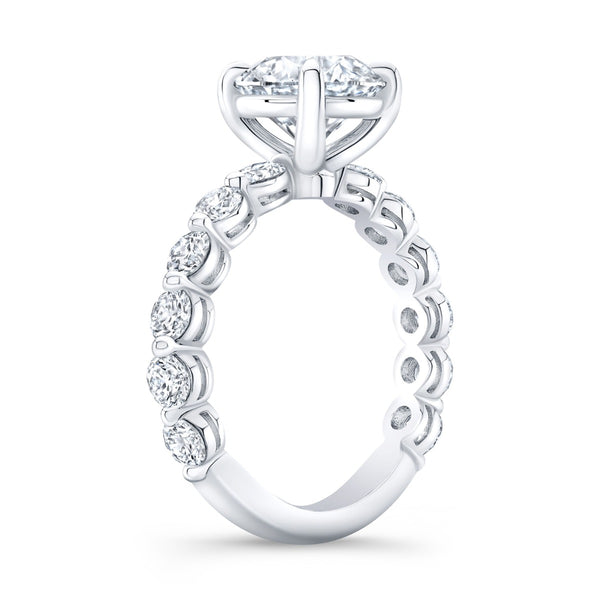Cathedral Ring with Single-Prong Accent Diamonds