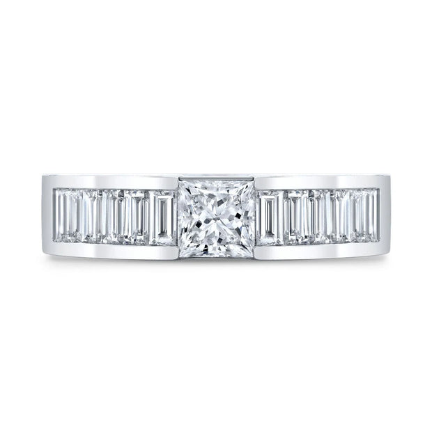 Lab Grown Men's Princess Cut & Baguette Tension and Channel Ring IGI Certified