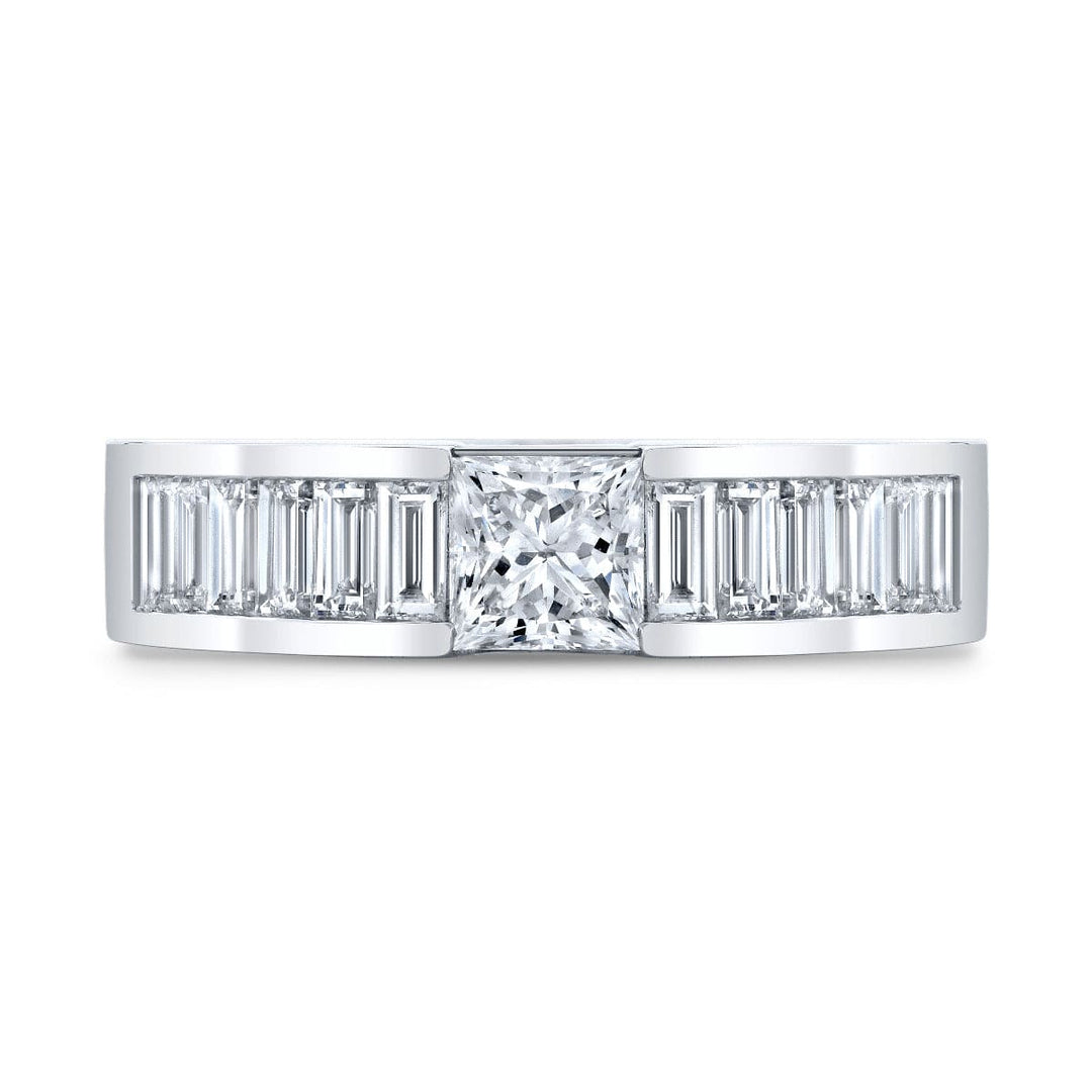 2.90 Ctw Princess & Baguette Men's Ring F Color VS1 GIA Certified