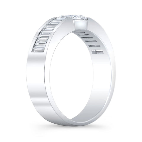 2.40 Ctw. Princess Cut & Baguette Gent's Ring F Color VS1 GIA Certified