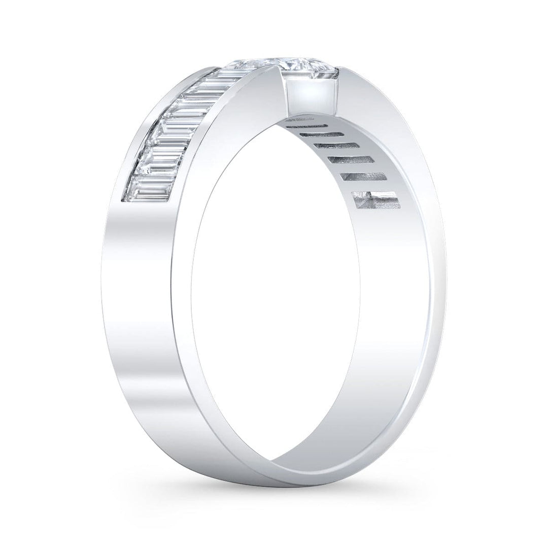 2.90 Ctw Princess & Baguette Men's Ring F Color VS1 GIA Certified
