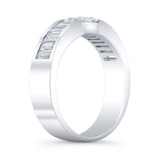 3.40 Ctw. Princess Cut & Baguette Diamond Channel Set Ring I Color VS1 GIA Certified