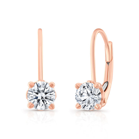 GIA Certified Lever Back Round Cut Earrings (1.50 Ctw.)