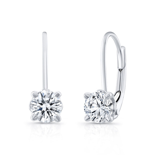 1.00 Ctw. Lever Back Round Cut Diamond Earrings