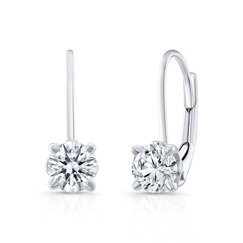 GIA Certified Lever Back Round Cut Earrings (1.50 Ctw.)