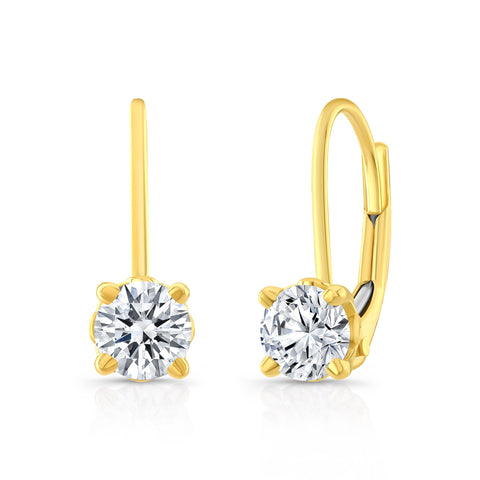 Lever Back Round Cut Diamond Earrings (0.60 Ctw.)