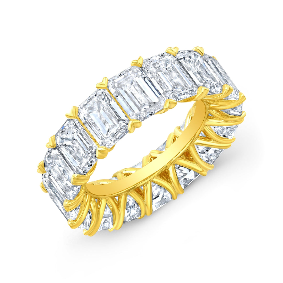 8 Carats Emerald Cut V-Setting Eternity Band F-G Color VS1 Clarity