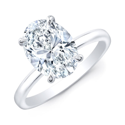 2.10 Ctw Oval Cut Solitaire Hidden Halo Engagement Ring J Color VS2 GIA Certified