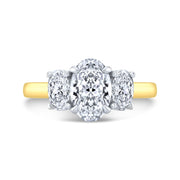 2.00 Ct. Oval 3 Stone Engagement Ring G Color SI1 GIA Certified