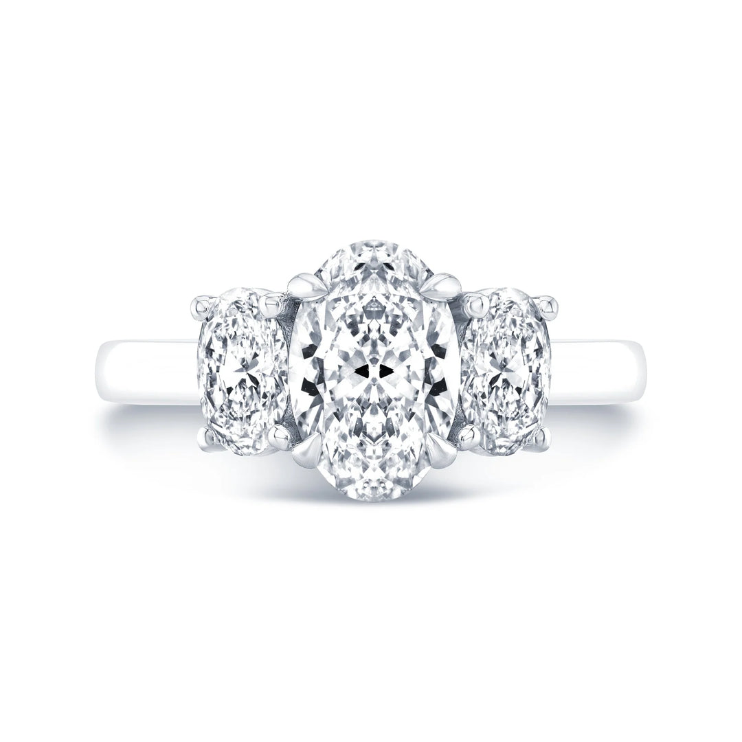 Oval Cut 3-Stone Diamond Ring in white gold