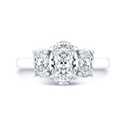 2.00 Ct. Oval 3 Stone Engagement Ring G Color SI1 GIA Certified